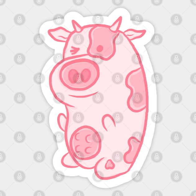 Strawberry Milkshake Pink Cow Sticker by RoserinArt